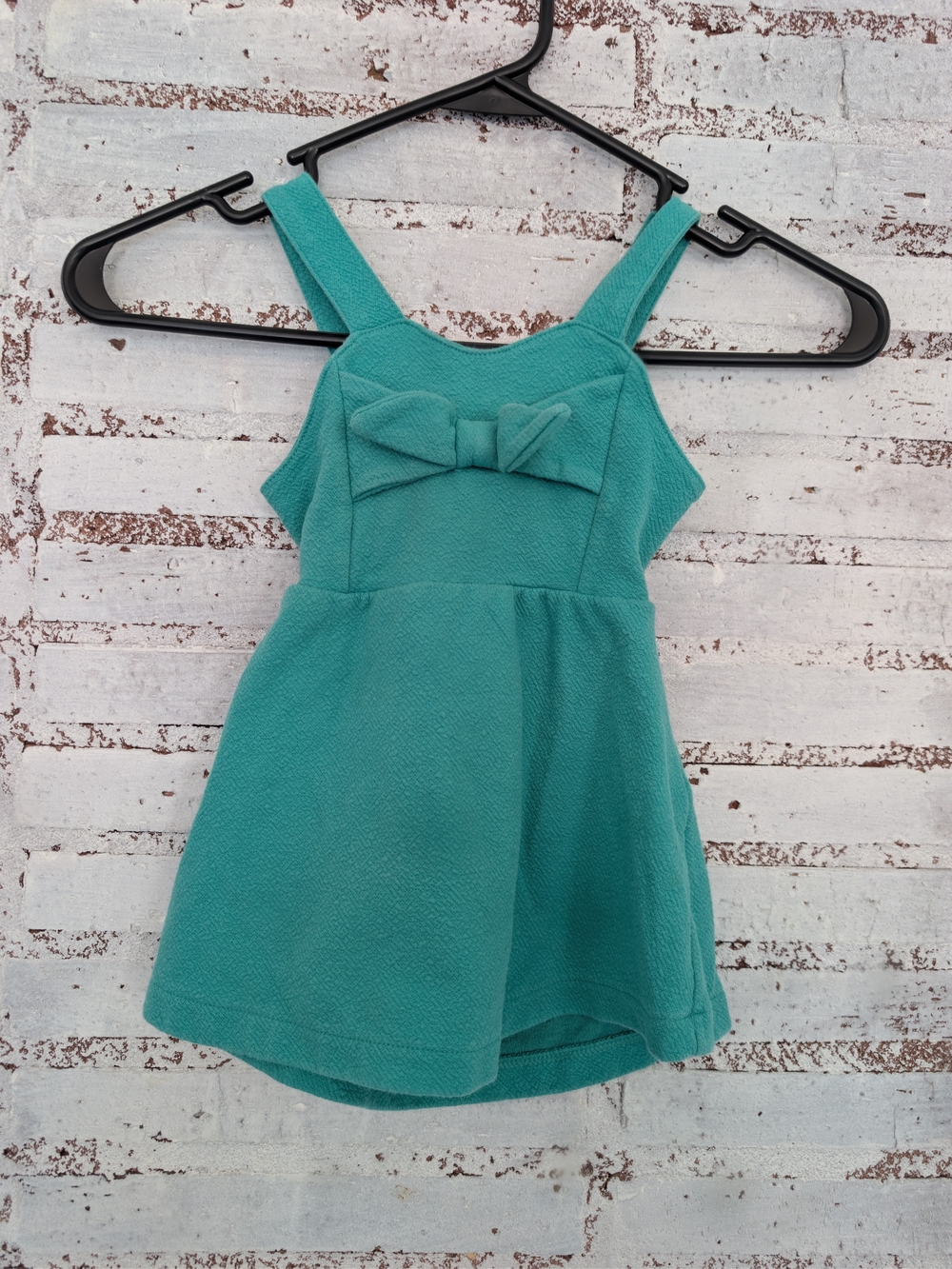 Girls Teal Bow-Front Sleeveless Casual Dress